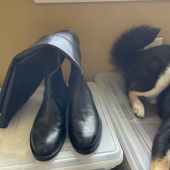 Black leather over knee boots - Picture 3 of 5